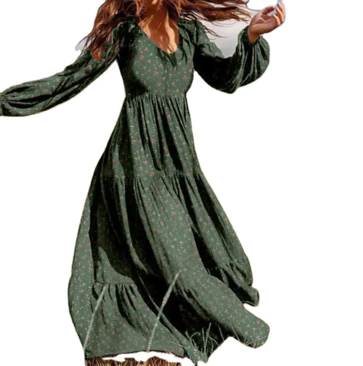 Fashionable Floral Plus Size Dress with Ruffle Hem