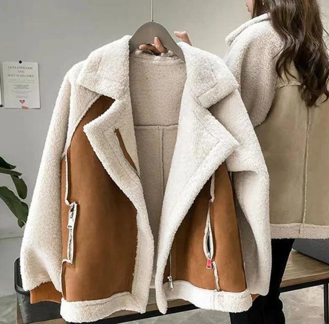 Women's Fleece-Lined Shearling Jacket (Short)