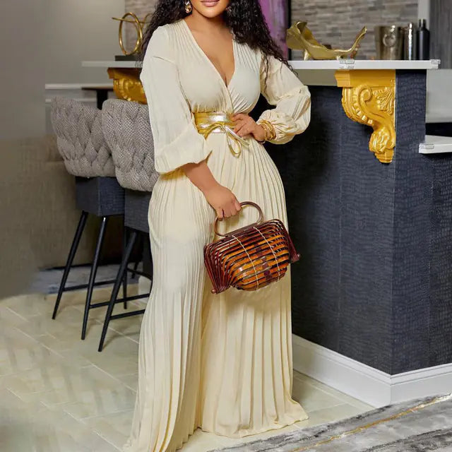 Plus Size Women's Ruffle V Neck Jumpsuit Outfit