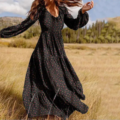 Fashionable Floral Plus Size Dress with Ruffle Hem