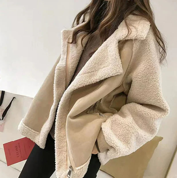 Women's Fleece-Lined Shearling Jacket (Short)