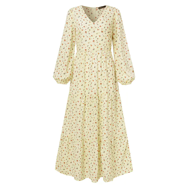 Fashionable Floral Plus Size Dress with Ruffle Hem