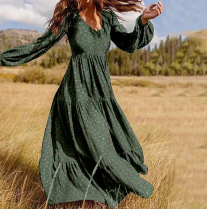 Fashionable Floral Plus Size Dress with Ruffle Hem